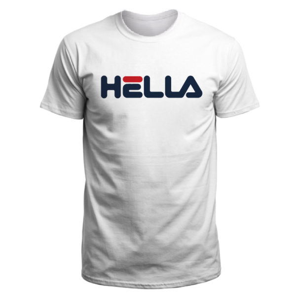Mens Hella T Shirt. Bay Are-born phrase meets classic Fila font.